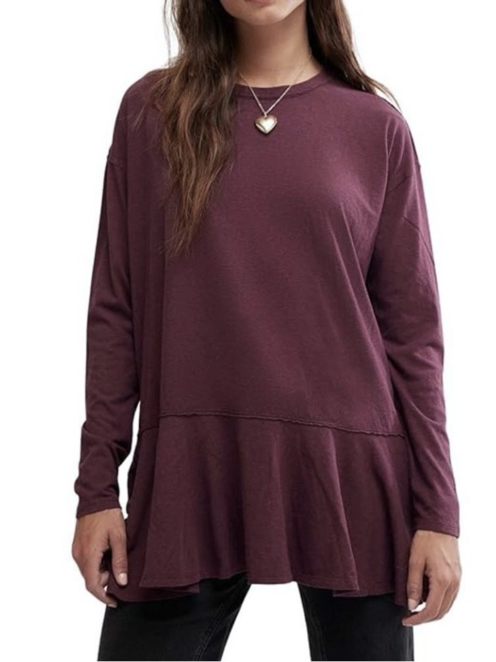 Free People We The Free Paris Tunic / Dress Vineyard Grape Burgundy - Picture 3 of 13